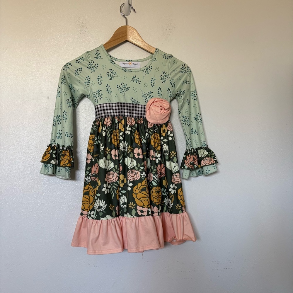 Oopsie Daisy Patchwork Colorful‎ Girls Dress Size 6 Gingham Floral